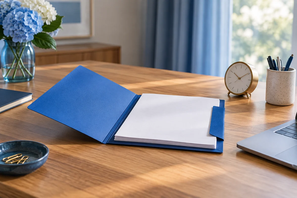 Dossier de documents sur une table